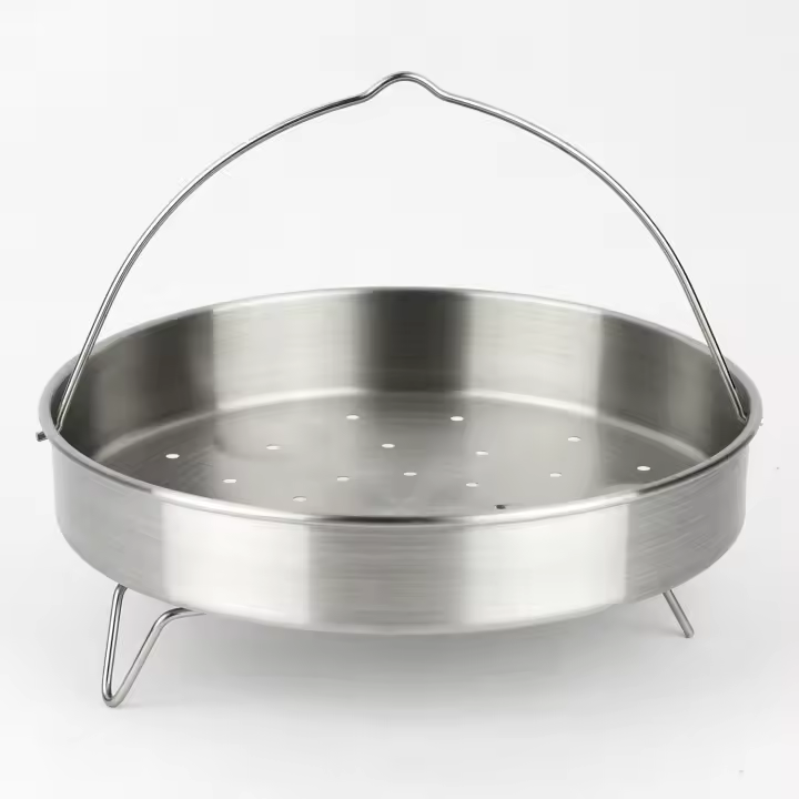 Alza Basic - Pack Cestillo Perforado + Soporte Trípode, Acero Inoxidable, Cocina Sana, Compatible con Ollas más 22cm Diámetro, Cocción al Vapor - 1