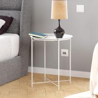 MIRAMAX-Mesa auxiliar redonda,mesa de bandeja de metal, mesa auxiliar de 47diam blanco  y negro 47x51cm - details 9