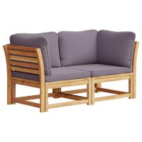 vidaXL Sofá de jardín 2 plazas con cojines madera maciza de acacia Crema, Gris, Conjunto Terraza Muebles Jardín Exterior Juego de Muebles de jardín Mueble Jardín Exterior Muebles de Salon Exterior - details 1