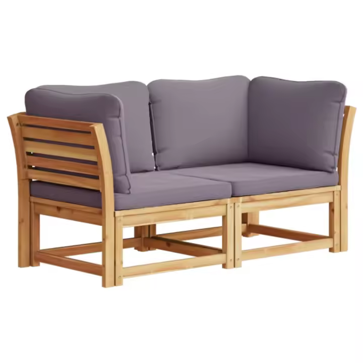 vidaXL Sofá de jardín 2 plazas con cojines madera maciza de acacia Crema, Gris, Conjunto Terraza Muebles Jardín Exterior Juego de Muebles de jardín Mueble Jardín Exterior Muebles de Salon Exterior - 1