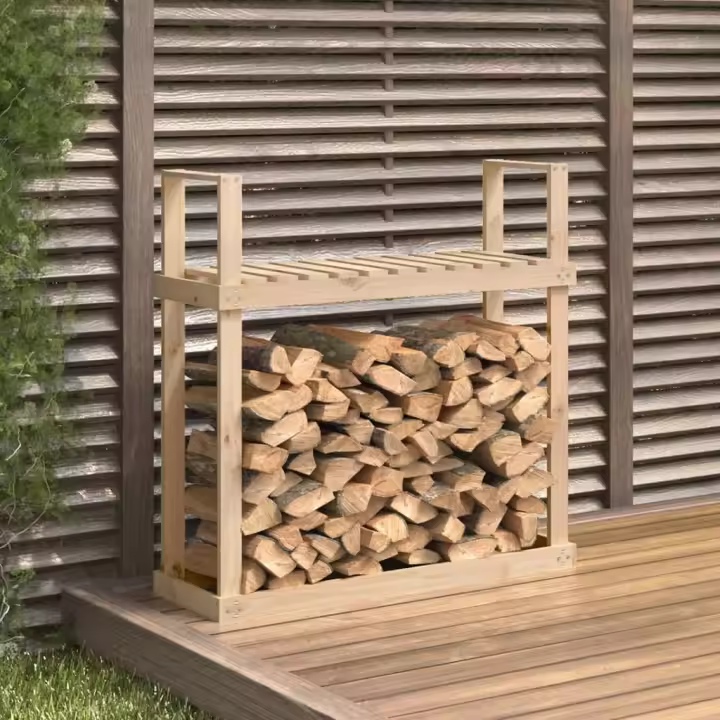 vidaXL Leñero de madera maciza de pino 110x35x108,5 cm - 1