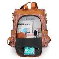 Mochila Elegante Para Mujer De PU Cuero Ligero Y Antirrobo Con Estampado Floral Estilo Casual Para La Escuela Y La Juventud - details 6