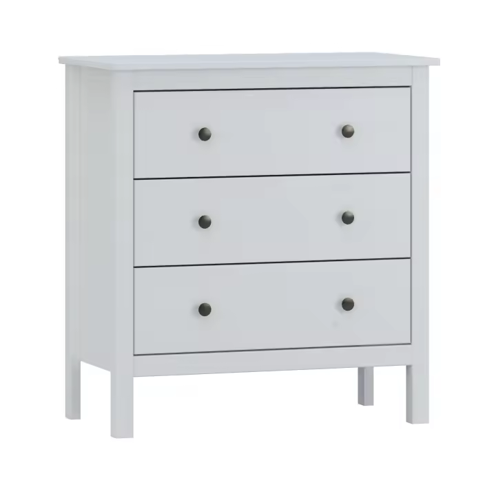 Buyqualia - Cómoda de 3 Cajones - Madera Maciza - Dimensiones: 81x77x40cm - en Color Blanco - 1