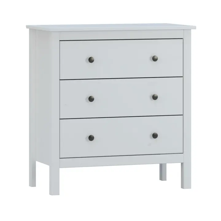 Buyqualia - Cómoda de 3 Cajones - Madera Maciza - Dimensiones: 81x77x40cm - en Color Blanco - 1