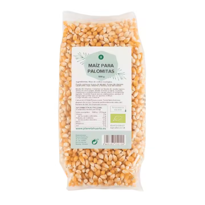 PLANETA HUERTO | Maíz para Palomitas ECO - Bolsa de 500 g de Maíz Ecológico Ideal para Preparar Palomitas Caseras - 1