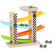 Juguete De Madera Para Niños Carro De Deslizamiento Con Carril De Carreras Y Slides Mini Juego De Coches Modelo Colorido Para Niños Juguetes Educativos Sin Batería - details 8