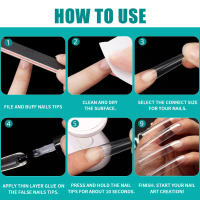60pcs Uñas Postizas De Acrílico Transparentes Extra Largas Estilo Europeo Y Americano 5XL Uñas Falsas De Cobertura Completa Para Dedos - details 5