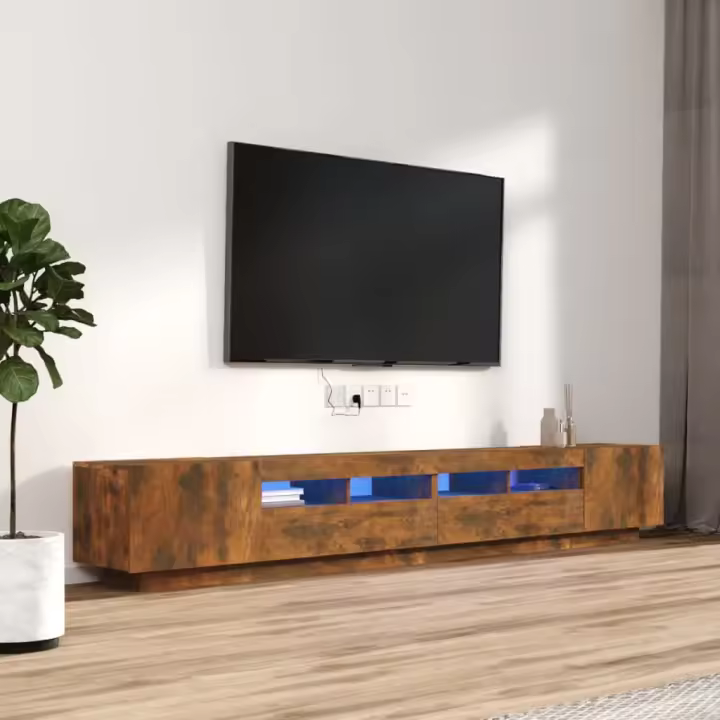 vidaXL Set de muebles TV con LEDS 3 pzas contrachapada roble ahumado - 1