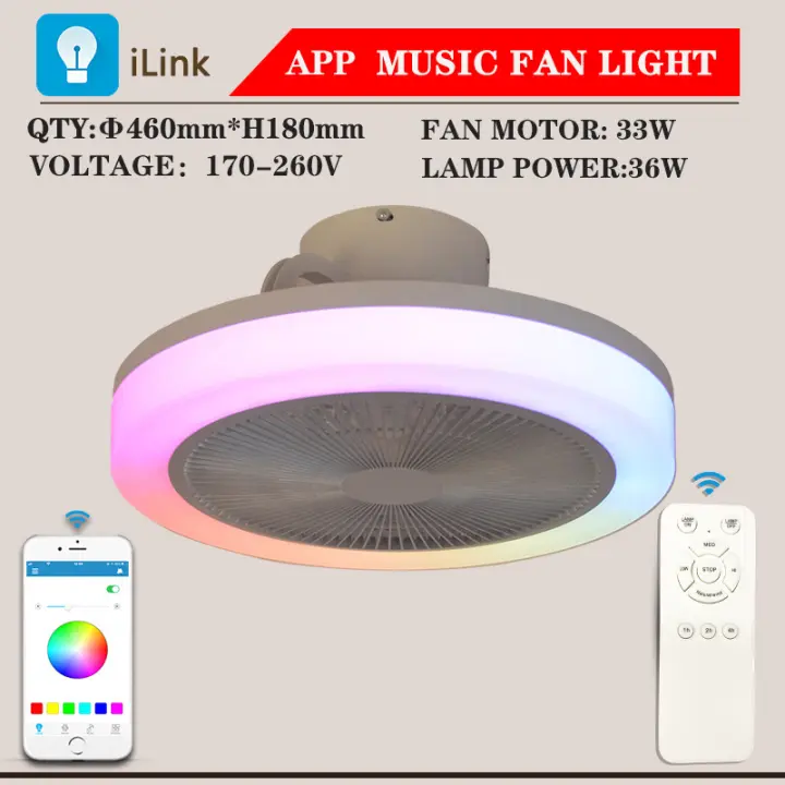 Ventilador de Techo Modern LED, Motor DC 20W, Luz Regulable RGB 42W, Cambio de Tres Colores. 6 Velocidades, Remote Control y Temporizador, Diseño Silencioso de 7 Aspas - 1