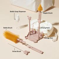 Juego De Limpieza Para Botellas Con 6 Enlaces Cepillo De Botella Con Silicón Cepillo De Taza Cepillo De Tetina Repujador De Jabón Caja De Almacenamiento Y Rack De Secado - details 3