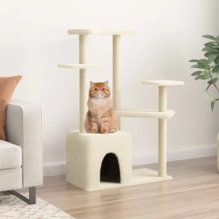 vidaXL Rascador para Gatos con Postes de Sisal Árbol Torre de Escalada Color Crema,  Gris claro,  Gris oscuro y mas - 1