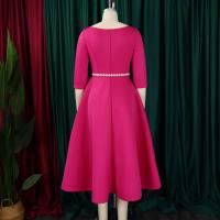 Vestido De Lujo Para Mujer Con Cuello Redondo Manga Larga Cinturado A-Linea Hasta El Tobillo Elegante Vestido De Cumpleaños - details 16