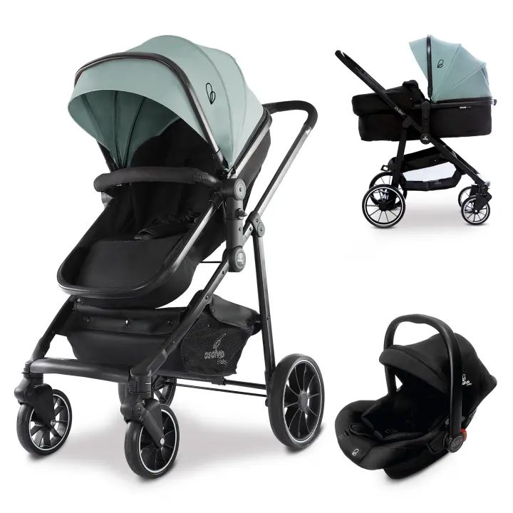 Asalvo Trío Convertible Dubai 2 Oliva – Cochecito 3 en 1 con Capazo, Silla de Paseo y Silla de Auto para Bebés desde 0 Meses hasta 22 kg - 1