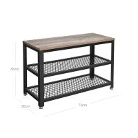 Banco zapatero con asiento y 3 niveles, estantería para zapatos con marco de metal, ideal para entrada, sala de estar y pasillo, 73x30x45 cm - details 2