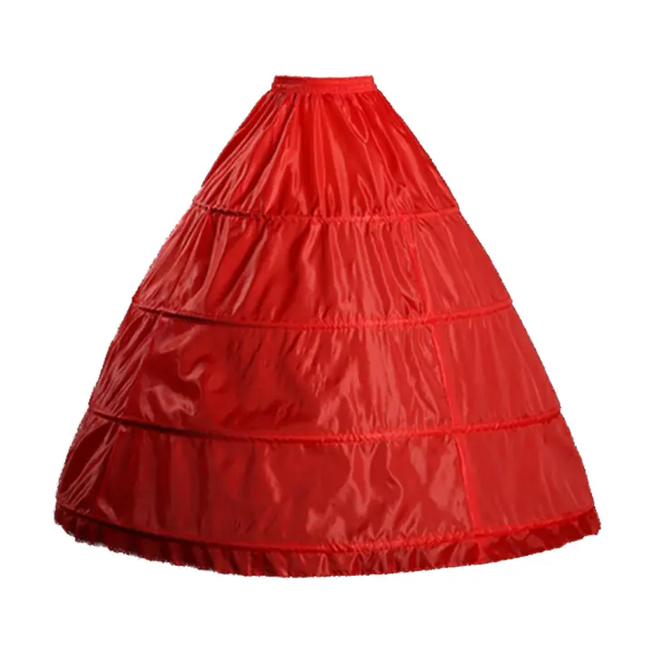 Falda A-Line Roja De Alta Calidad Con 4 Aros Crinolina Petticoat Sótano Para Vestido De Boda En Stock Material Poliéster - 1