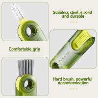 Feliciay 3pcs 3-in-1 Cup Lid Crevice Cleaning Brush,Cleaning Tools for Home Kitchen, Portable Bottle Cleaning Brush,Three colors - details 1