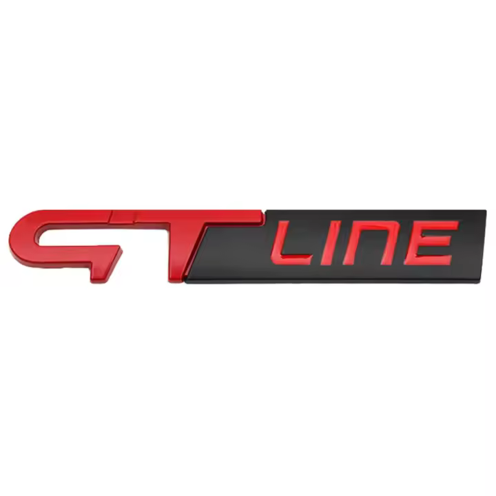 AUTOZOCO Emblema Adhesivo GT Line, Emblema GT Line, Insignia GT Line, Insignia Adhesiva GT Line, Apto para Maletero, Compatible con Renault, Material Aleación de Zinc, 125 mm x 20 mm, Rojo y Negro - 1