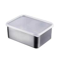 Caja De Almacenamiento De Alimentos Para Nevera Con Tapa De Plástico Acero Inoxidable Y Plástico Para Mariscos Frutas Verduras Caja De Picnic Moderna - details 0