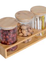 Set de 6 Tarros de Almacenamiento de Vidrio de Borosilicato con Tapa de Bambú y Sello de Silicona - Disponibles en 6 Tamaños (300ML, 380ML, 480ML, 580ML, 750ML, 1000ML) - details 1