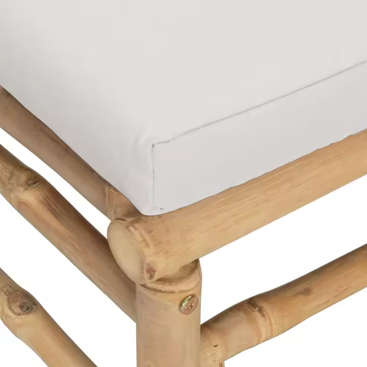 vidaXL Set de muebles de jardín 3 piezas bambú y cojines gris claro - 1