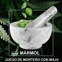 Juego de Mortero con Maja, Molcajete Mármol Natural Duradero, Triturador Manual de Piedra para Moler Machacar, Ideal para Moler Especias y Hierbas - Altura 6 cm, Diámetro 11 cm , M2 Tec - details 2
