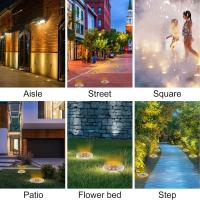 Luces solares para exterior, 8 unidades, 8 LED, luz de suelo para jardín, 3500 K, blanco cálido, impermeables, IP65, foco solar empotrable para césped, para caminos, patios y subterráneos. - details 1