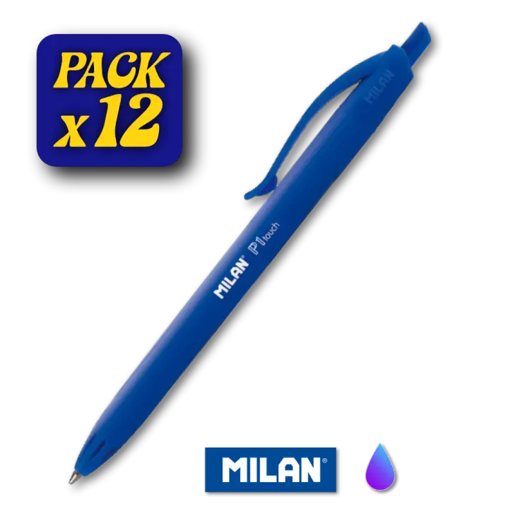 PACK 12 BOLÍGRAFOS AZULES MILAN P1 TOUCH PUNTA NORMAL DE 1 MM - 1