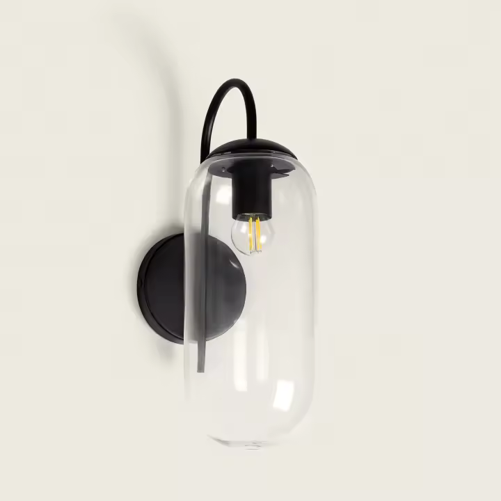 Ledkia Lámpara de Pared Exterior Metal y Cristal Dubah Negro - 1