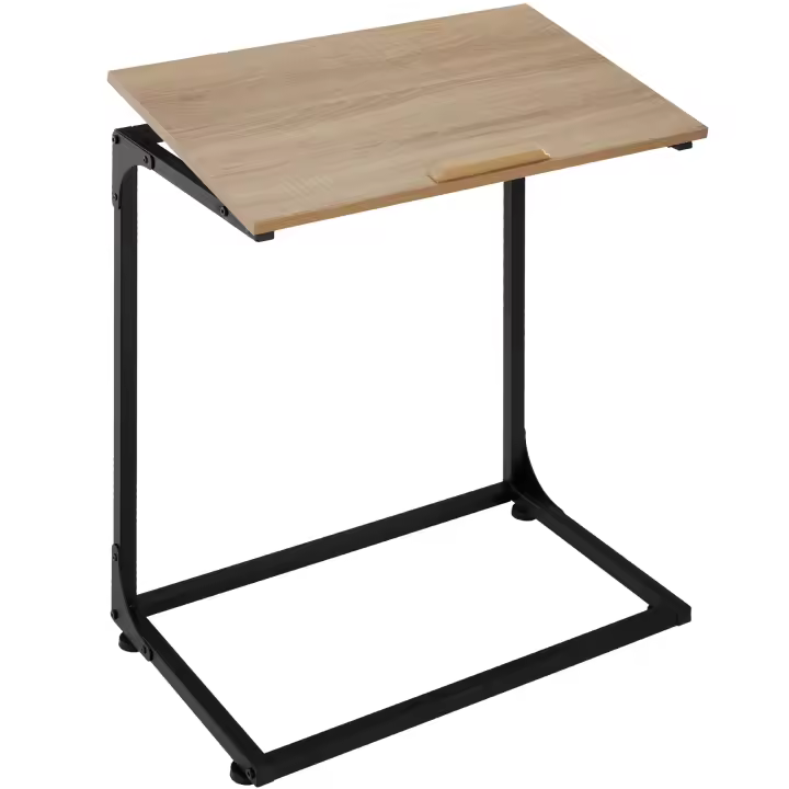 Tectake - Mesa auxiliar para portátil Ruston 55 x 35 x 66,5 cm  Elegante mesa auxiliar de estilo industrial para portátil  Tablero ajustable en 13 posiciones con tope  Estable tablero de aglomerado efecto madera con recubrimiento protector de melamina - 1