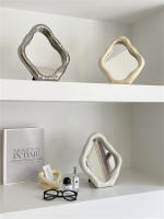 Espejo De Maquillaje Vintage Irregular En Estilo Francés Para El Dormitorio Adorno Decorativo Para Escritorio Material De Vidrio Platinado Plateado - details 12