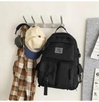 Mochila multifuncional de nailon para estudiantes, mochila de gran capacidad con cremallera, de Color sólido, a la moda e informal, para viajes y escuela 1 - details 2
