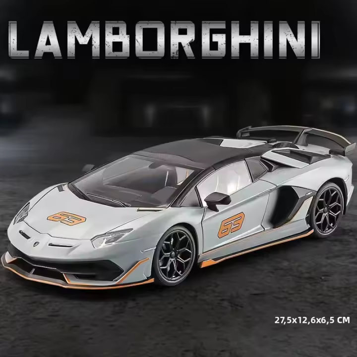 Coche De Escala 1:18 Aventador SVJ De Aleación Modelo De Coche Deportivo Metálico Con Sonido Y Luz Juguete Para Niños Regalo De Cumpleaños - 1
