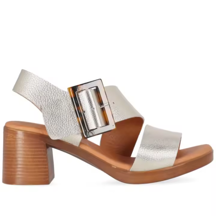 Chika10 sandalia de piel con tacón para mujer new gotica 09 color oro - 1