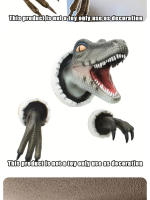 3 Pcs Decoración De Pared Con Velociraptor Figura De Dinosaurio 3D Para Fiesta De Vacaciones Adornos De Pared De Resina - details 6