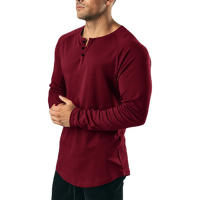 Camiseta De Manga Larga Para Hombre Estilo Hip Hop Casual Fitness Musculado Cuello V Ajustada Algodón Sport Gym - details 11