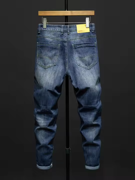 Nuevos Jeans Azul Vintage Para Hombre Estilo Coreano Callejero Moda Slim Stretch Calidad Superior Pantalones De Densidad Hip Hop Streetwear - 1
