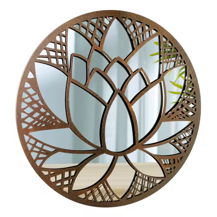 CAPRILO REGALOS & DECORACIÓN Adorno Pared Decorativo de Metal "Flor con Espejo". Cuadros y Apliques. Muebles Auxiliares. Decoración Hogar. Regalos Originales. 50 x 1,50 x 50 cm - 1