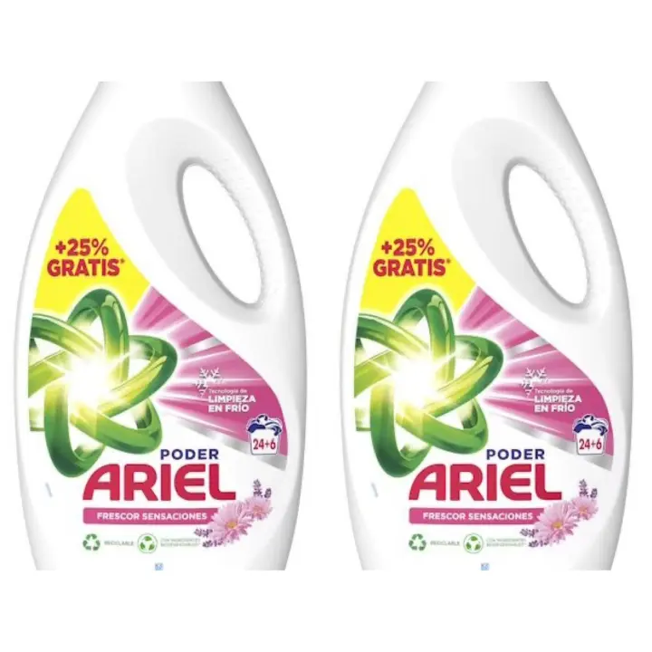 Ariel Detergente Liquido Sensaciones 24+6 Lavados 2botella*1500ml /4botellas*1500ml - 1