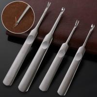 Kit De Herramientas Para Cuero 4pcs U+V Forma Punzón De Costura De Cuero Herramienta De Borrado De Borde Y Punzón De Agujeros Para Manualidades Y Técnica De Cuero - details 0