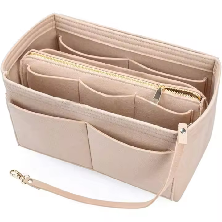 Organizador de bolsos, organizador de bolsos de mano, organizador de bolsos de fieltro (beige, M) - 1