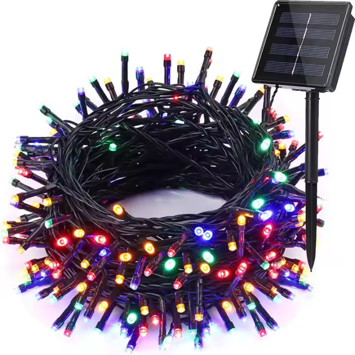 Luces Solares Para Navidad Cadena De Luces Exteriores Impermeables Con Cable Verde De 8 Modos Decoración De Árbol Y Jardín - 1