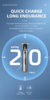 Cortador De Pelo Kemei 10W Para Hombres Trimmer De Barba Corte Profesional Con Cuchilla T Blada De Acero Inoxidable Sin Cable - details 8