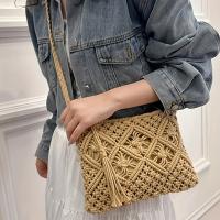 Bolso De Hombro Boho Chic Hecho a Mano Para Mujer Algodón Tejido Con Cierre De Cremallera Y Detalles De Borla Bolso De Playa Para Viajes Y Salidas Casuales - details 3