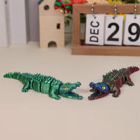 Decoración De Escritorio Miniatura De Cocodrilo Articular Móvil 3D Imprimido Animal Para Oficina Y Estudio Material Plástico - details 4