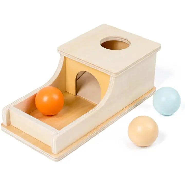 Juego De Educación Temprana Montessori Con Caja De Bolas De Madera Y Cajón Para Niños Juguetes De Aprendizaje Y Entrenamiento De Preescolar - 1