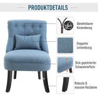 Sillón TV Reclinable con almohadas y pies elevados, Lino Azul, 52,5x69x77 cm, para uso en Salón - details 4