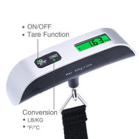 Báscula Digital Portátil De Mano 50kg 110lb Con Pantalla LCD Para Equipaje Y Viajes Escala De Pesaje Electrónica Mini - details 3