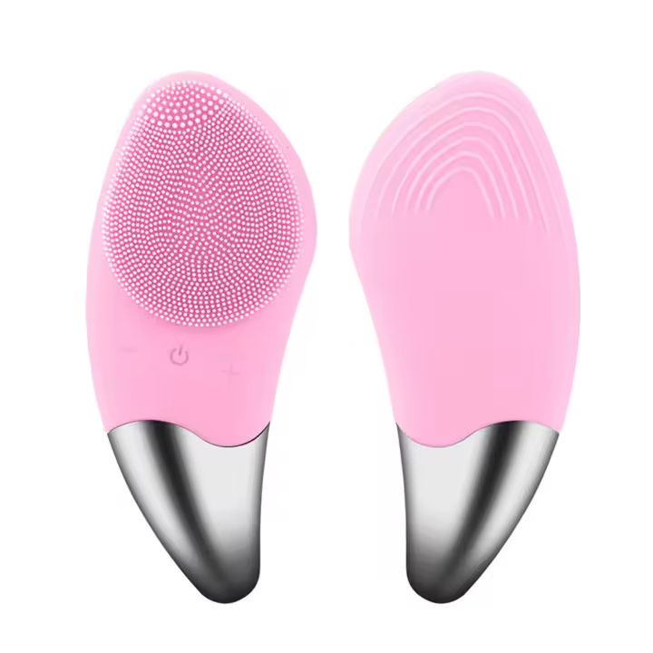 Eléctrico, impermeable, Cuchillo masajeador facial de silicona, purador facial recargable (Rojo Rosa) - 1