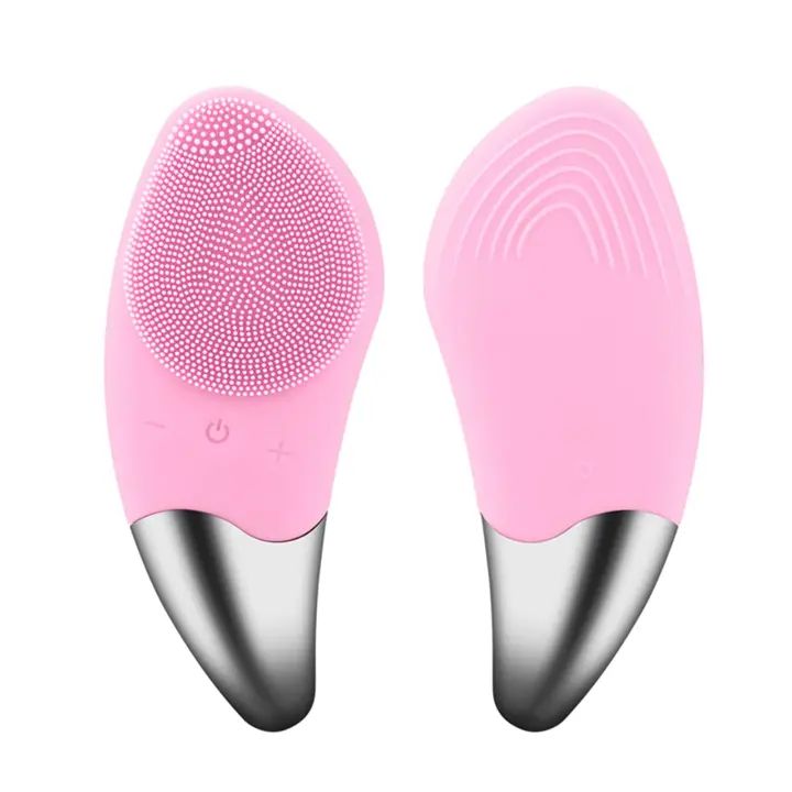 Eléctrico, impermeable, Cuchillo masajeador facial de silicona, purador facial recargable (Rojo Rosa) - 1