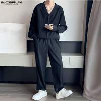 Conjunto De Moda Casual Para Hombre INCERUN Venta Caliente Camisas Y Pantalones Estilo Rayado 2 Piezas Tallas S-5XL 2023 - details 6